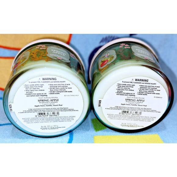 Lot of 2 Bath & Body Works Spring Apple Large 3-Wick Candle 14.5oz - Picture 5 of 5